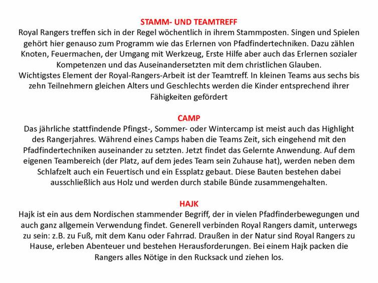 Was machen wir Christliche Pfadfinder Royal Rangers