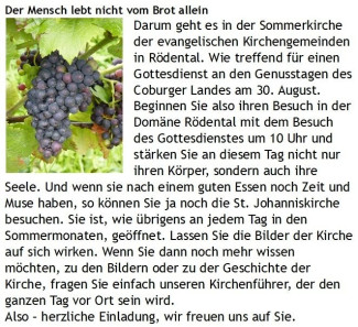 Gottesdienst und Kirchenführung zu den Genusstagen